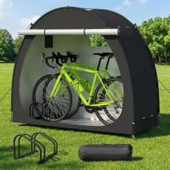 New Arrivals Bike Tent with Bicycle Racks Outdoor Bicycle Storage Sheds, Black