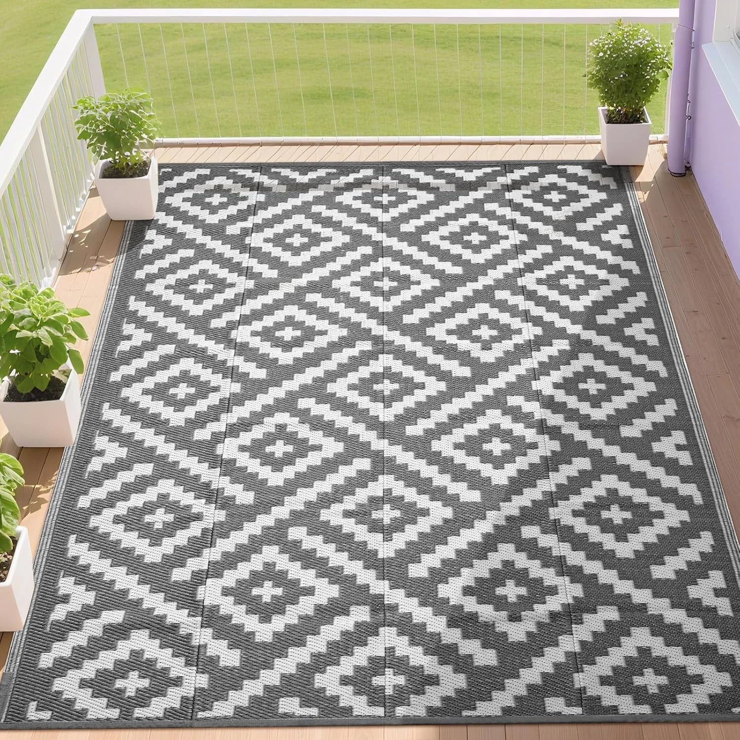 RURALITY Outdoor Rugs 8"x10" Waterproof for Patios Clearance, Plastic Straw Mats for RV bifanuoyard - Image 4