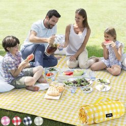 Extra Large Picnic Outdoor Blanket, 80鈥漻80" Waterproof Foldable Blankets Gingham Picnic Mat for Beach