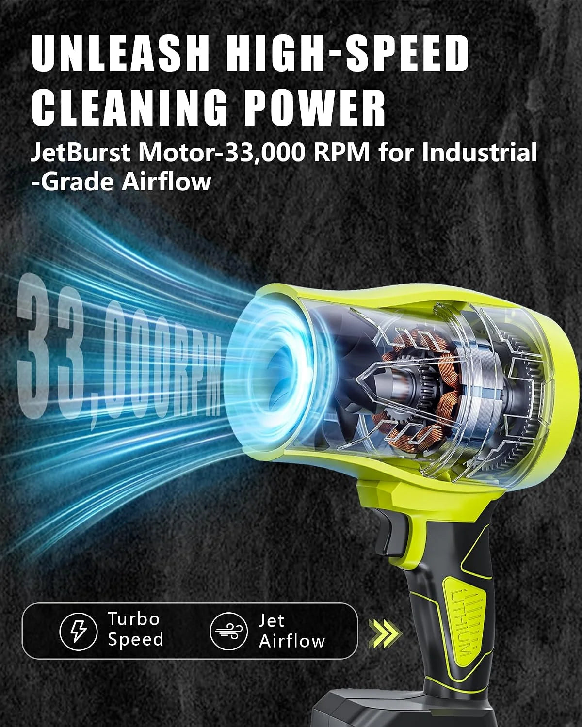 Cordless Leaf Blower: 150 MPH 600 CFM Turbo Jet, Lightweight 1.45 lb Battery Powered Handheld Blower for Yard Leaves - Image 3