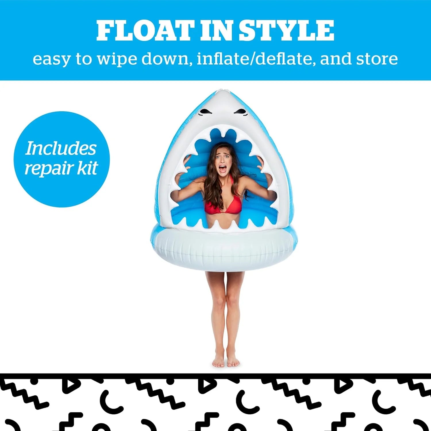 New Arrivals Shark Inflatable Pool Float, Large Novelty Lounge Raft - Image 4