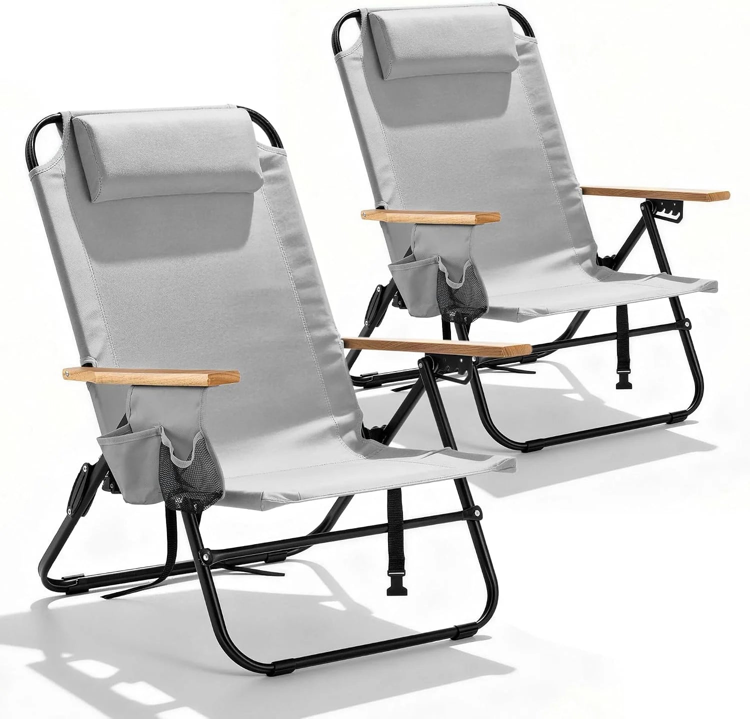 Canpsky 2 Pack Premium 5-Position Reclining Camping Chair, Portable Folding Lightweight Outdoor Chair with Wooden bifanuoyard - Image 12