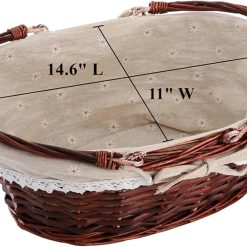 Alternative view of New Arrivals Basket with Handle, Picnic Baskets with Liner, Empty Gift Gardening Baskets for Harvesting, Willow
