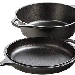 Cast Iron Combo Cooker, PFAS-Free 2-in-1 3.2 Quart Deep Pot and 10.25 Inch Skillet Set