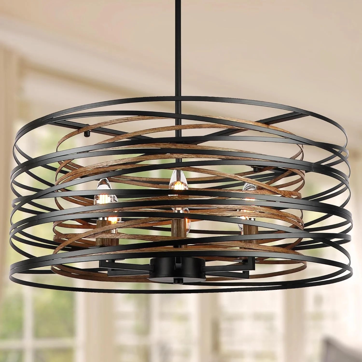12.6” Farmhouse Chandeliers for Dining Room, 3-Light Industrial Metal Hanging Light Fixture bifanuoyard
