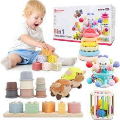 New Arrivals Baby Toys 6 to 18 Months, 8 in 1 Montessori Toy Set, Educational Learning Toy for Toddlers Babies Sensory – For Home Projects