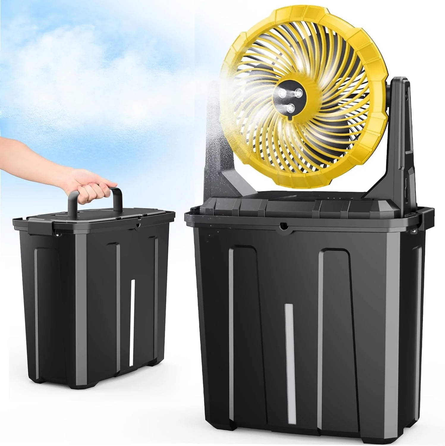 Ausic Portable Misting Fan, 9L 10-inch Outdoor Mist Fans for Outside Patios Cooling, 20000mAh Rechargeable Battery Fan with Water Box