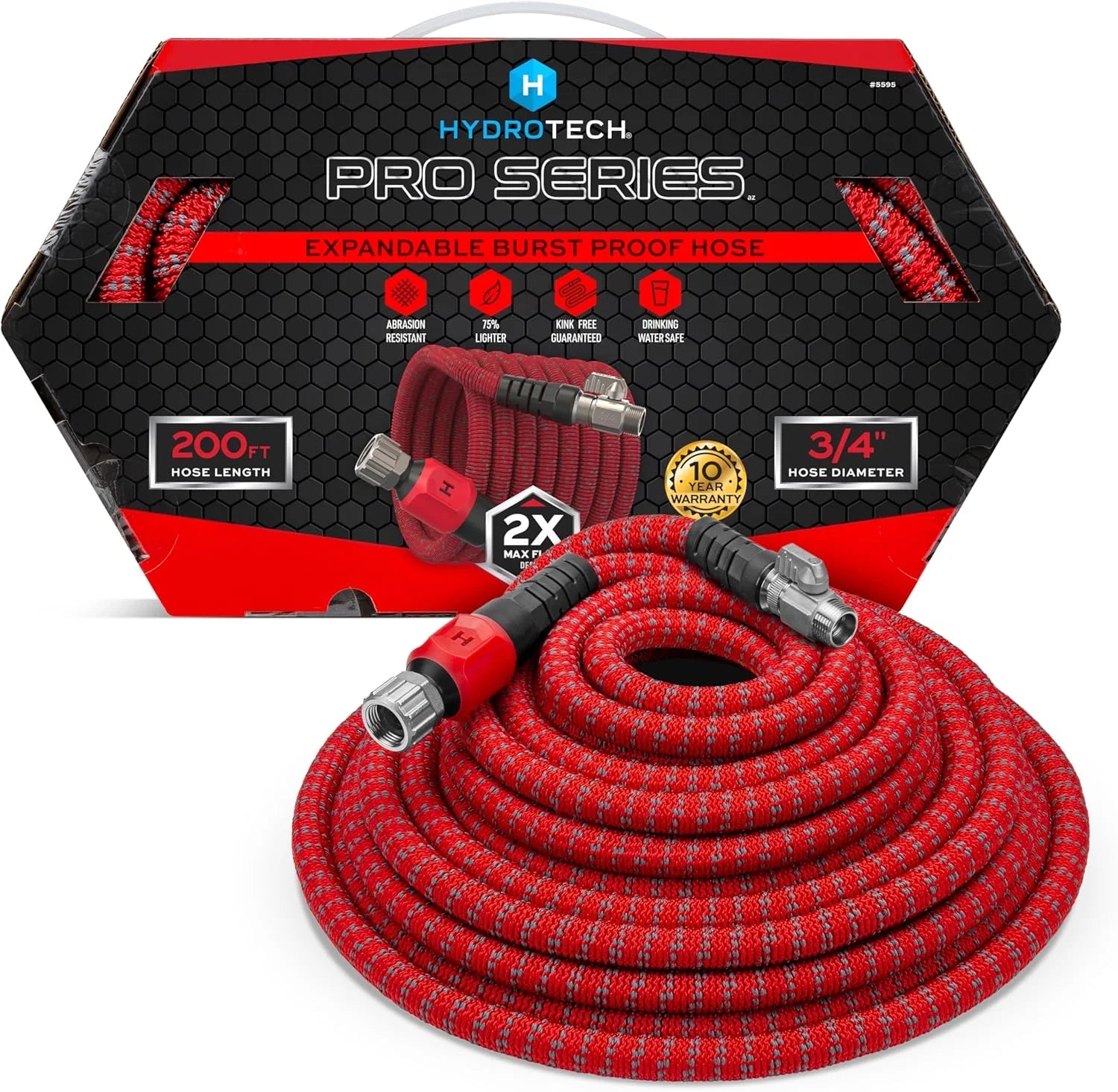 HydroTech Pro Series 100 ft Max Flow Garden Hose, 3/4 in Diameter, Patented Force Control Technology delivers 2x max bifanuoyard - Image 4