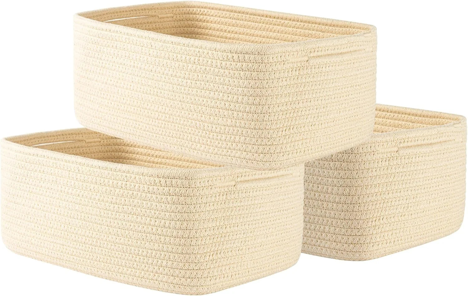 New Arrivals Woven Storage Organizing Basket, 13.5×9.5×5 inches, 3 Pack, Shelf baskets for closet organization - Image 4