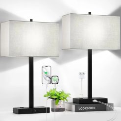 Alternative view of Touch Bedside lamps with 2 USB & AC Outlets, Dimmable, Bulb Included