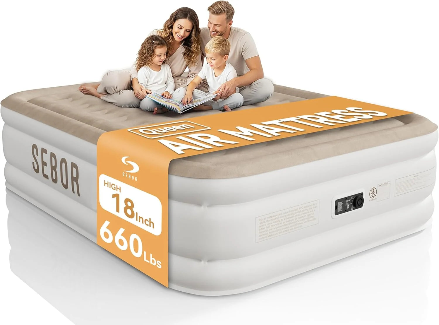 Sebor Air Mattress with Built-in Pump, Comfortable Self-Inflating Air Mattress with High-Speed Pump, 18 Twin XL) bifanuoyard