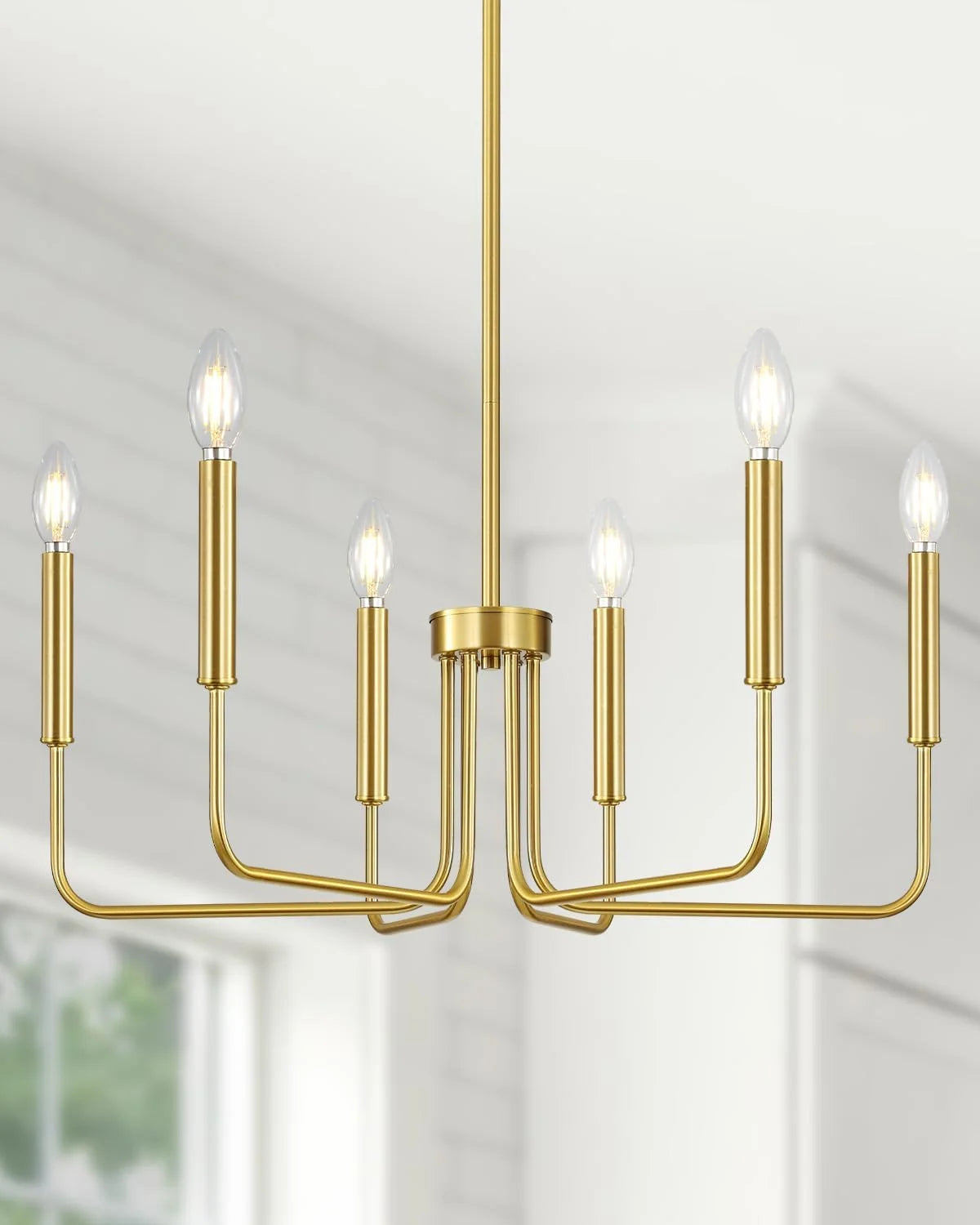 Yunnix 6 Light Champagne Bronze Chandelier, Farmhouse Chandelier for Dining Room Light Fixture Hanging bifanuoyard - Image 2