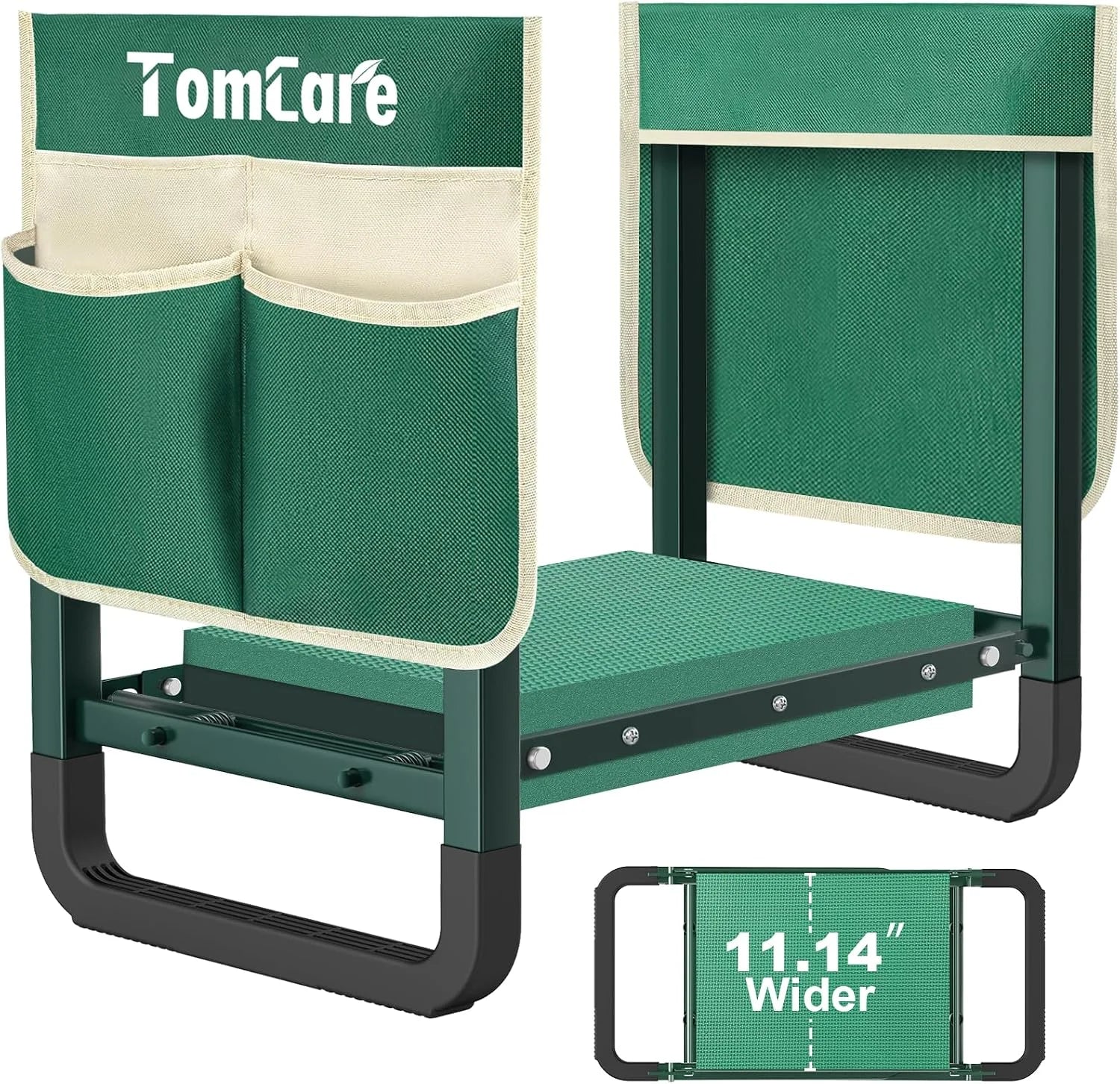 TomCare Garden Kneeler and Seat 11.12" Wider Larger Soft Kneeling Pad Garden Bench with 2 Large Tool Pouches Heavy Duty bifanuoyard