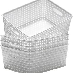 New Arrivals Storage Baskets, 11.4X8.9X4.7, Pack of 4 (White)