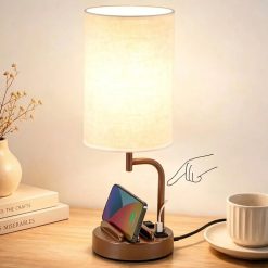 Dreamholder Touch Control USB Table Lamp with USB C/A & AC Outlet, Dimmable, Bulb Included bifanuoyard