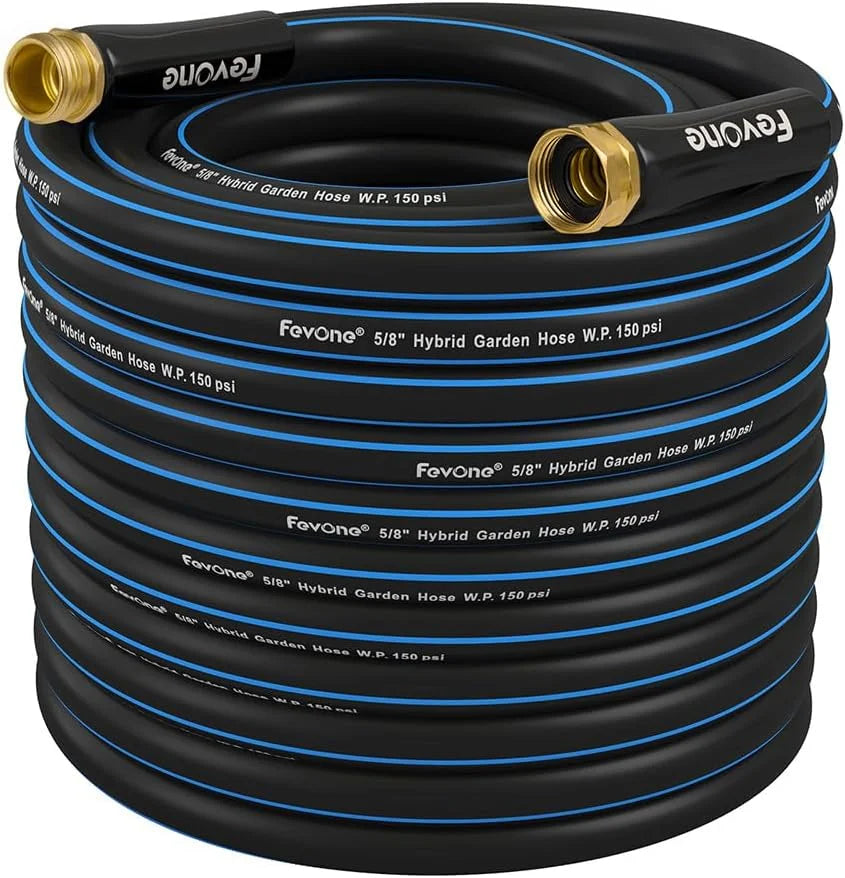 FEVONE Kink Free Garden hose 100 ft, Heavy Duty Water Hose, 5/8 ID, 600 PSI, Solid Brass 3/4 GHT Connectors for Lawn bifanuoyard - Image 4