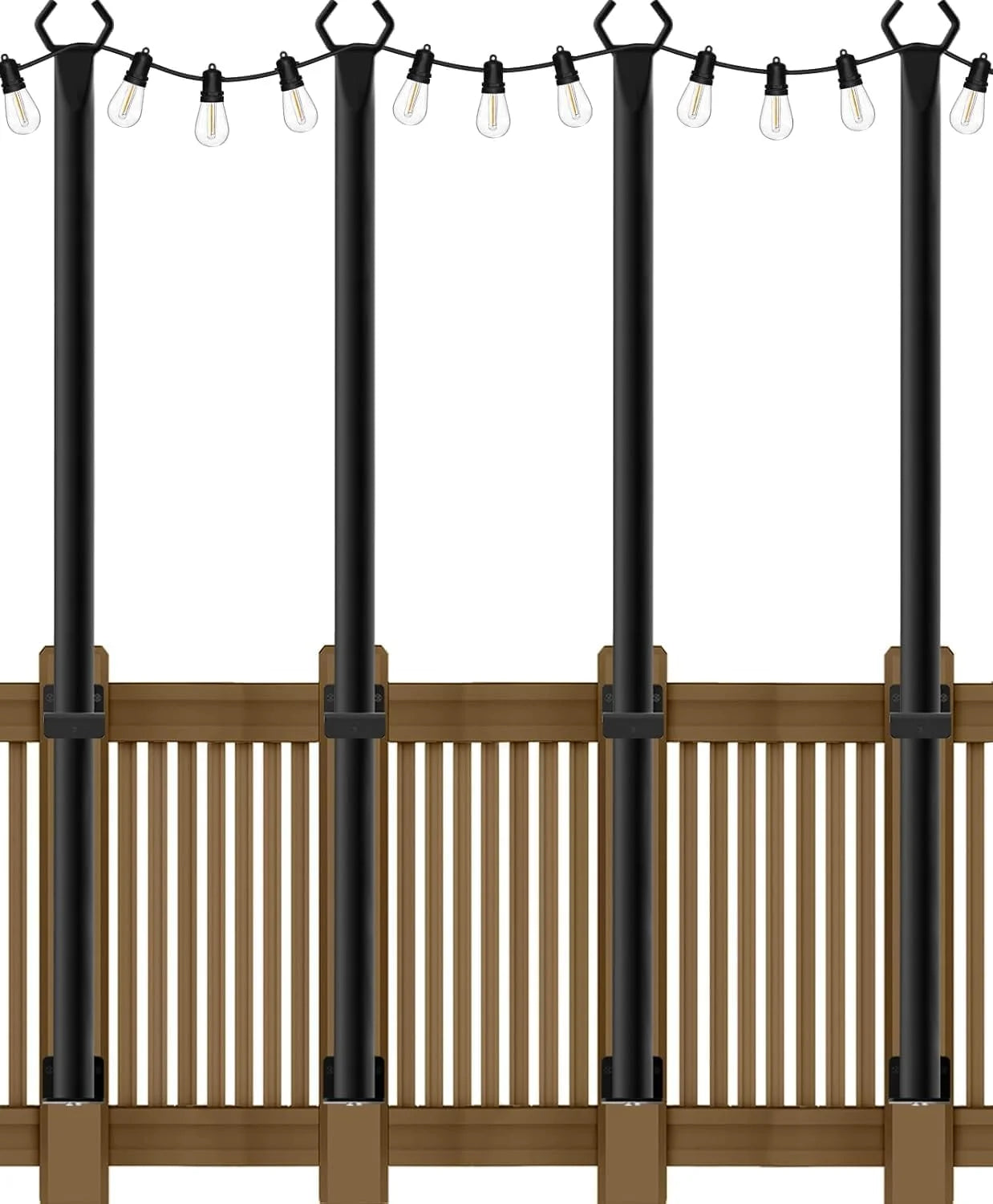 New Arrivals 4 Pack String Light Poles, 10 Ft Metal Poles with Fork for Outdoor String Lights - Image 2