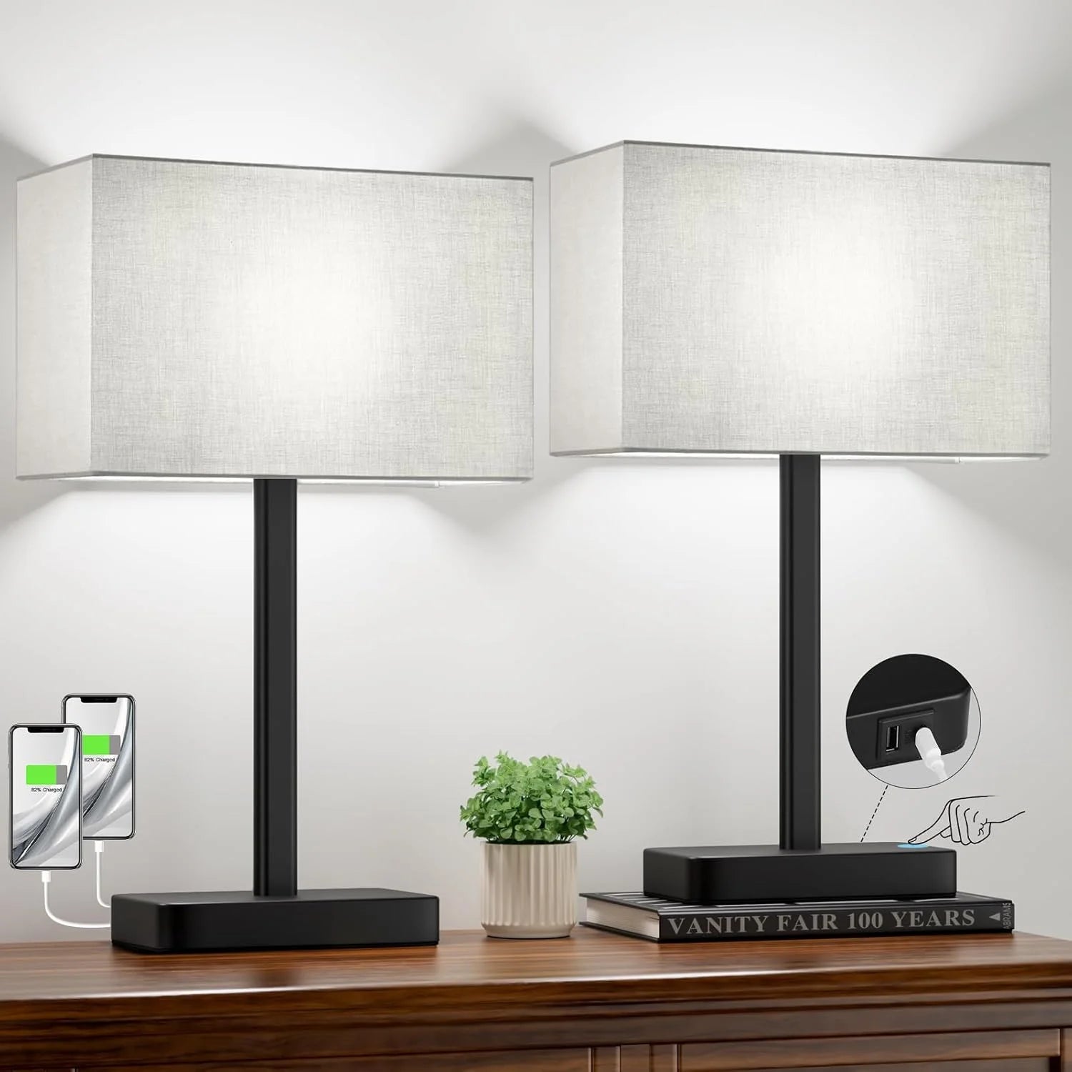 Hong-in Touch Lamps, Dimmable, Grey Modern Table Lamp for Night Stands bifanuoyard - Image 6