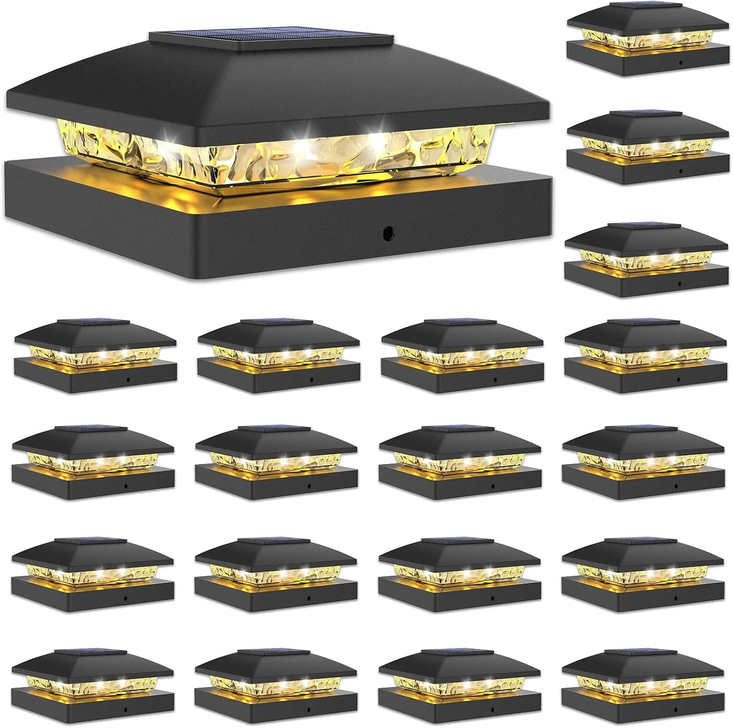 New Arrivals 4×4 Solar Post Cap Lights, 12 Pack Black Waterproof Fence Lights – For Home Projects - Image 16