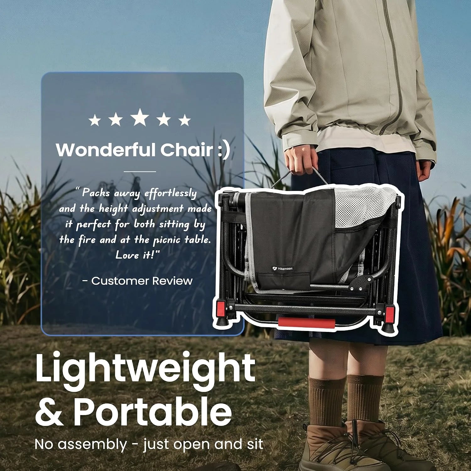 HIKEMOON Folding Camping Director Chairs, Adjustable Height bifanuoyard - Image 7