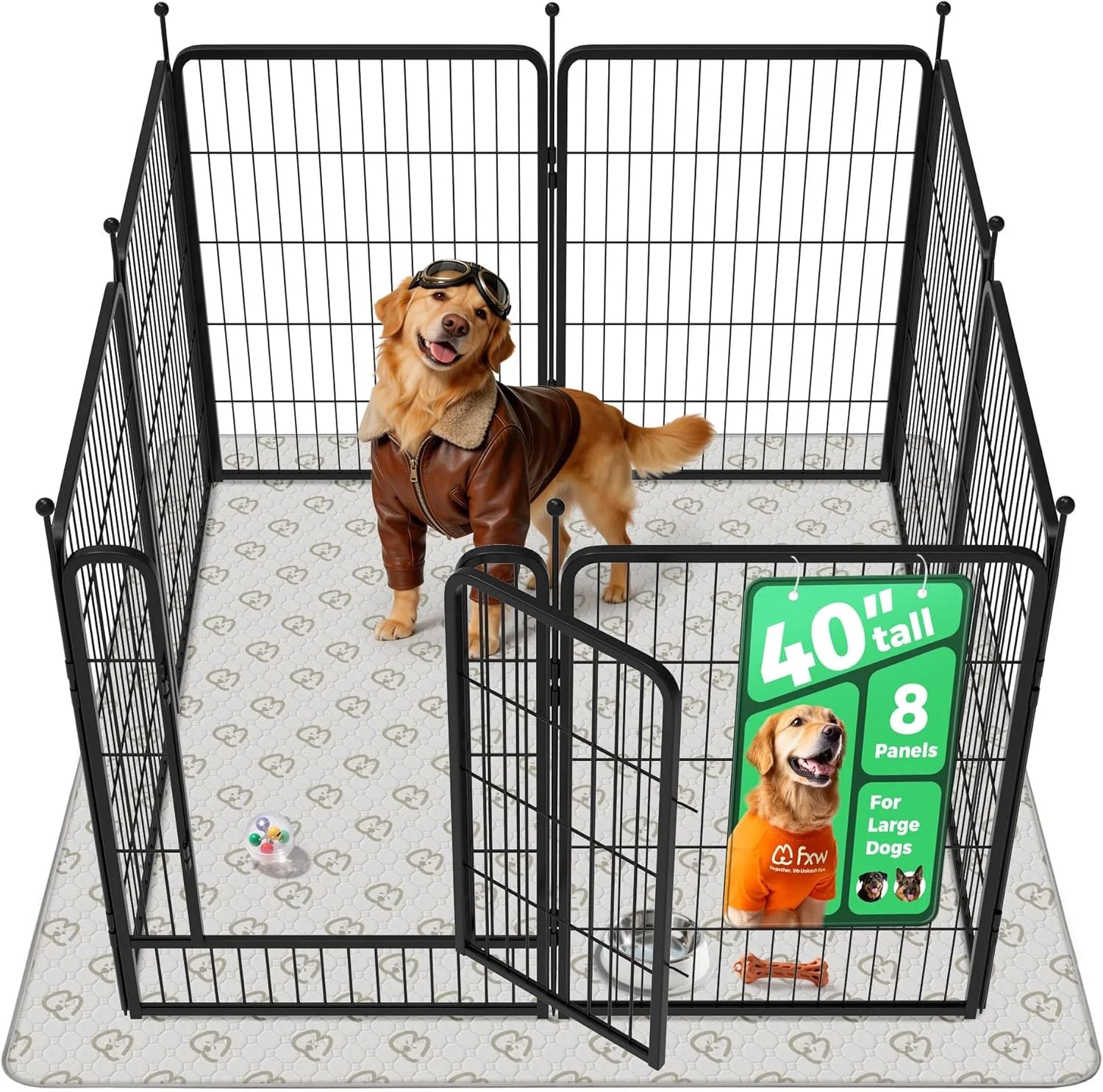 New Arrivals Rollick Dog Playpen, Indoor, 24 H, 8 Panels - Image 75