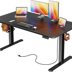 New Arrivals Electric Standing Desk with Power Outlets and USB-C Port, 47 X 24 Inch Height Adjustable Desk