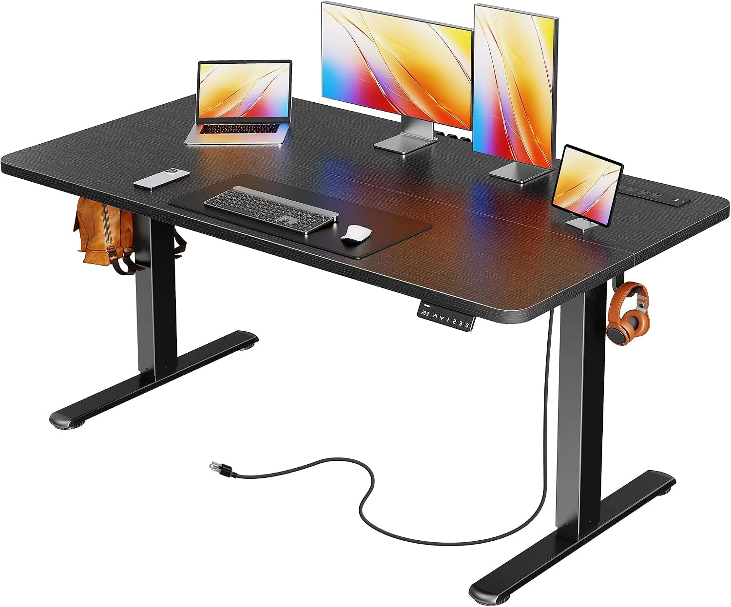 New Arrivals Electric Standing Desk with Power Outlets and USB-C Port, 47 X 24 Inch Height Adjustable Desk