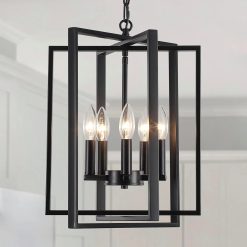 New Arrivals Black Farmhouse Modern Chandelier Light Fixture for Dining Room, 3 Light