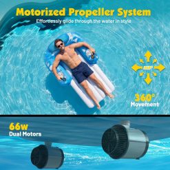 Alternative view of New Arrivals Inflatable Motorized Pool Floats for Adults, Rechargeable Pool Lounger with Dual Motors & 2 Storage