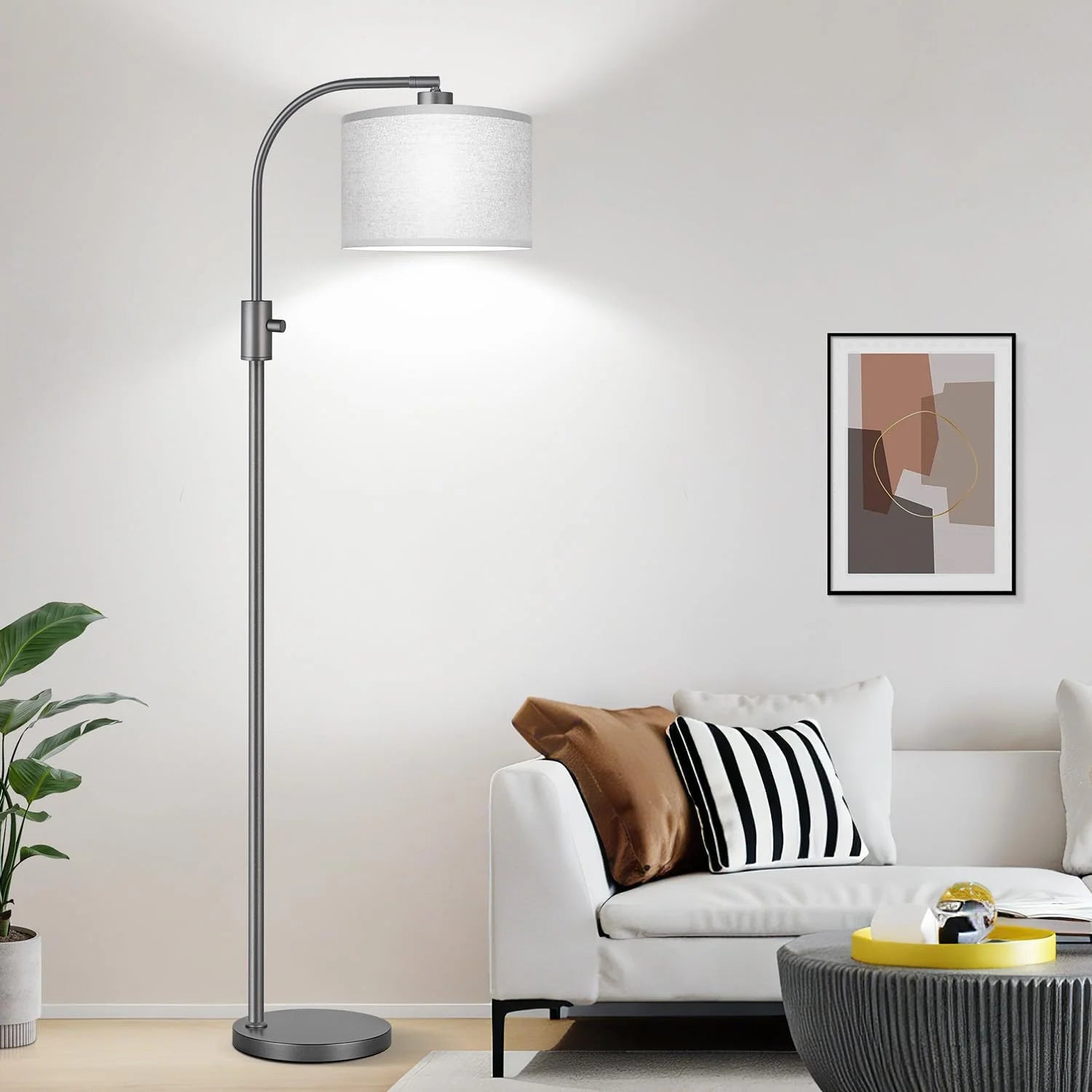 Nintiue Upgraded Modern Arc Dimmable Tall Standing Floor Lamp with Linen Shade, Bulb Included bifanuoyard - Image 11