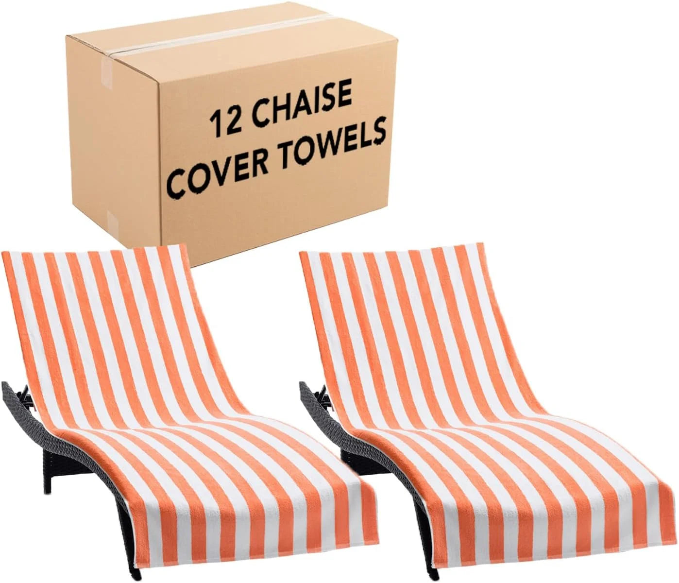 New Arrivals California Chaise Lounge Cover Towel with Pocket – Pack of 2 – Striped 100% Cotton Cabana Cover for Beach Pool – For Home Projects - Image 3