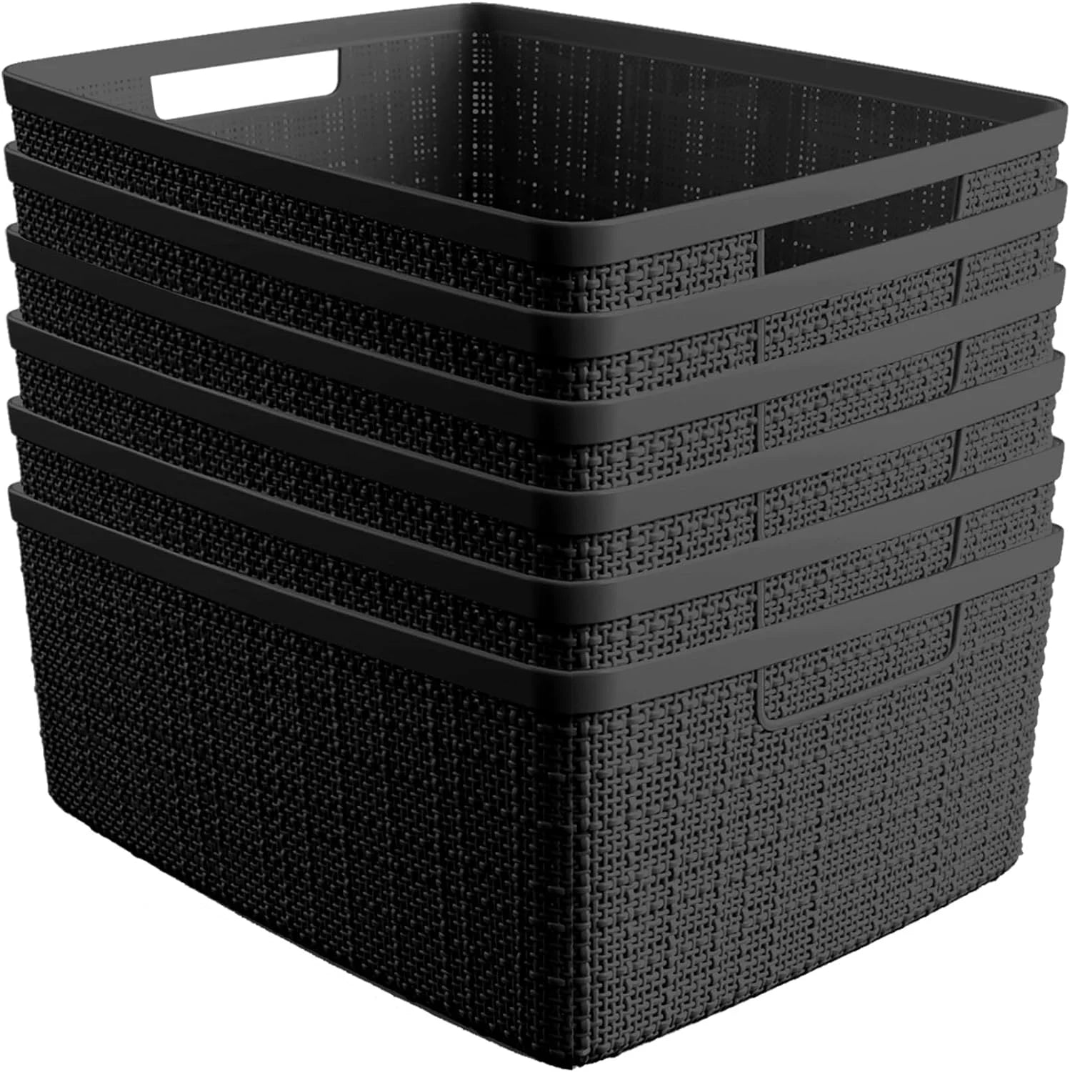 Curver Set of 4 Large Cube 17L Jute Decorative Plastic Organization and Storage Baskets, Perfect Bins for Home bifanuoyard - Image 10