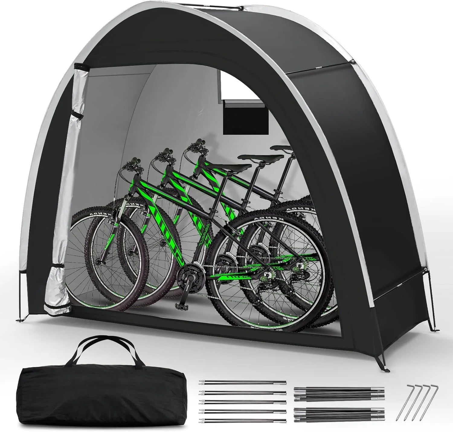 Dikutar Bike Storage Tent, PU5000 Waterproof Outdoor Shed for 2 Bikes