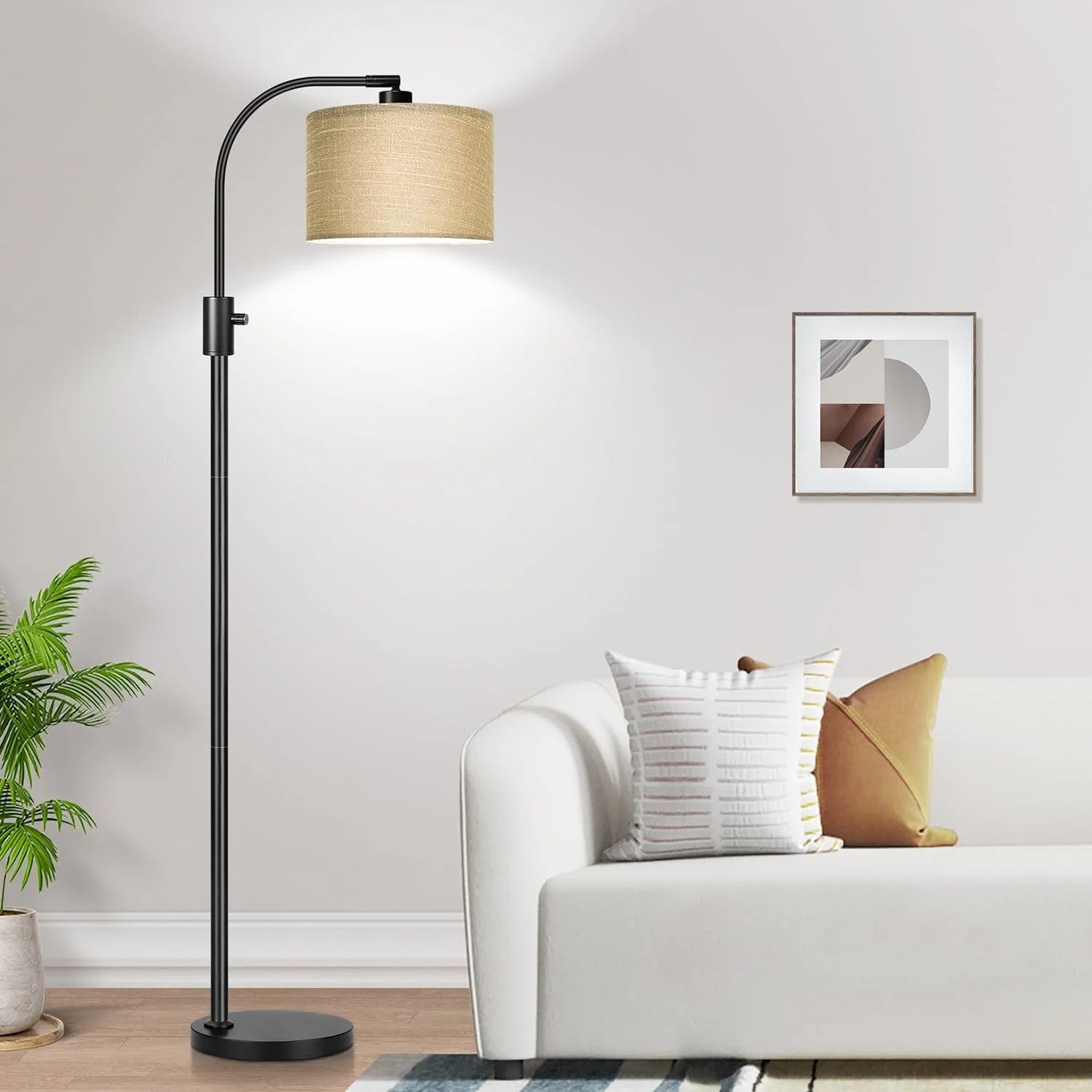 Nintiue Upgraded Modern Arc Dimmable Tall Standing Floor Lamp with Linen Shade, Bulb Included bifanuoyard - Image 14