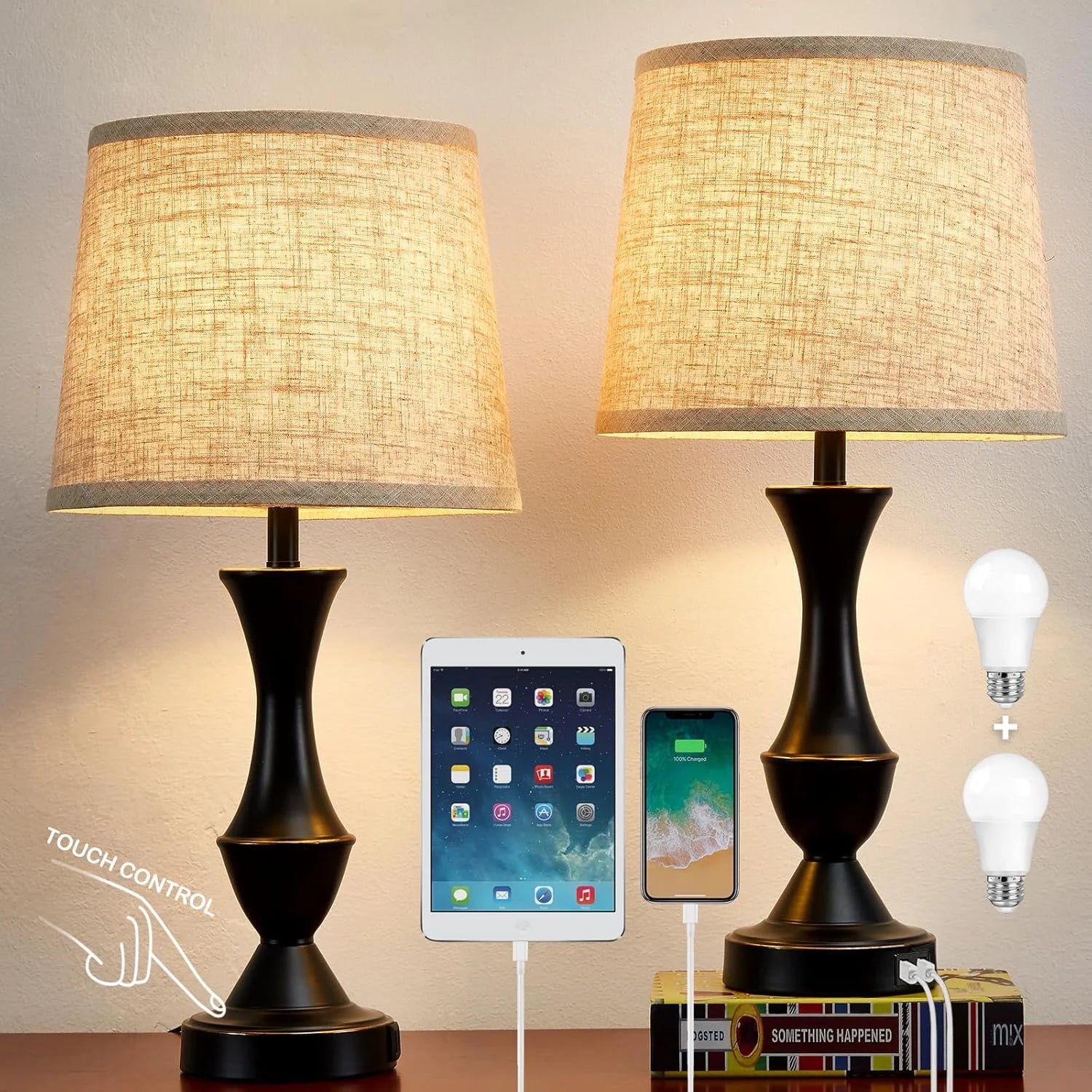 Luvkczc Table Lamp Set of 2, 19 Farmhouse Vintage Bedside Lamps for Living Room & Bedroom bifanuoyard - Image 5