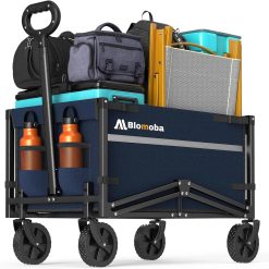 Blomoba Collapsible Wagon Cart, 220LBS Utility Wagon with Wheels, Black