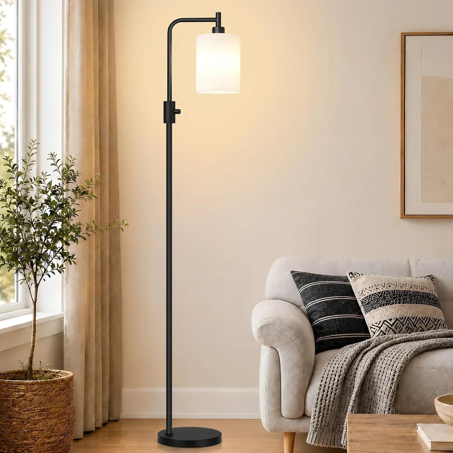 Dimmable Floor Lamp for Living Room with Clear Glass Lampshade, Bulb Included, 900LM, Arc Standing Tall Lamp for Bedroom bifanuoyard - Image 5
