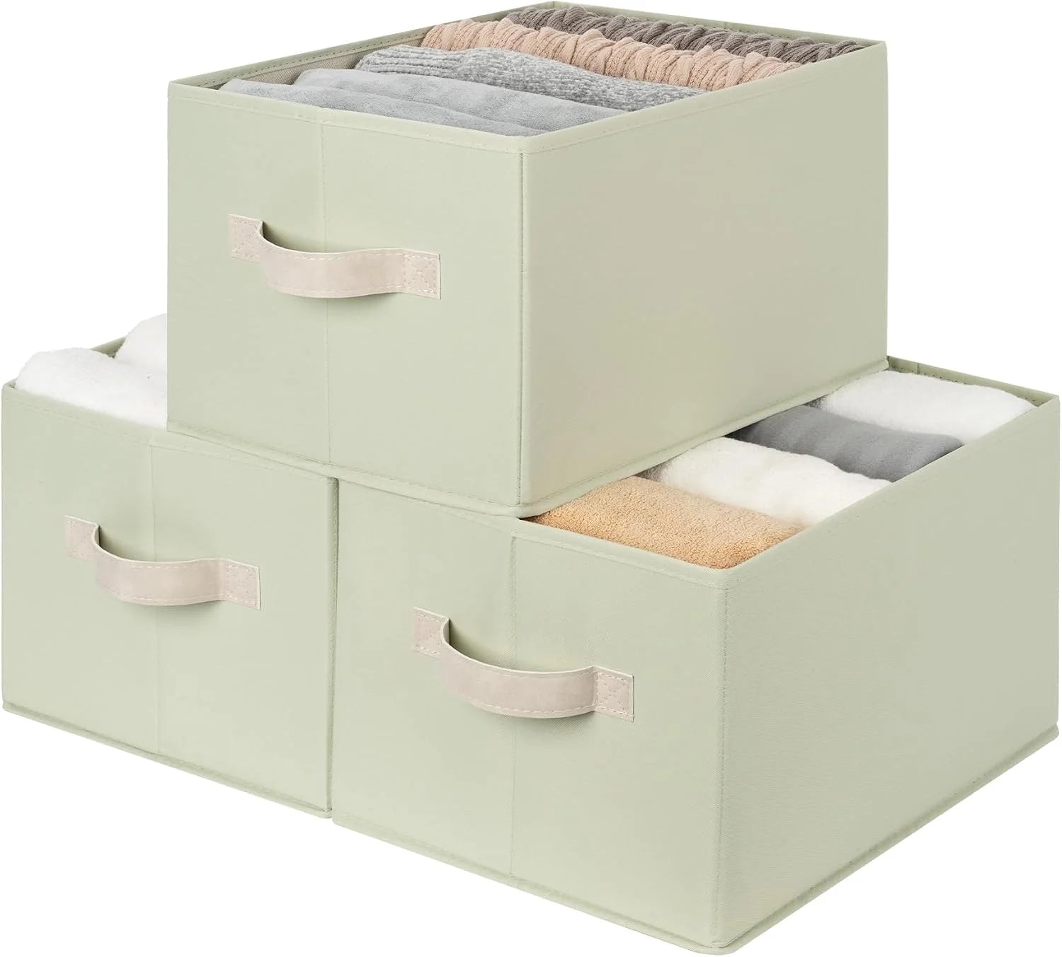 StorageWorks Fabric Storage Bins with Rope Handles, Beige, Extra Large, Collapsible Closet Storage Bins, Closet bifanuoyard - Image 9