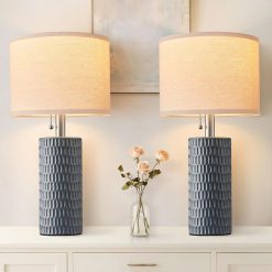 Alternative view of Reaketon 20.5 Modern Ceramic Table Lamps for Bedroom Set of 2, Farmhouse Table Lamp for Living Room Office Dorm bifanuoyard