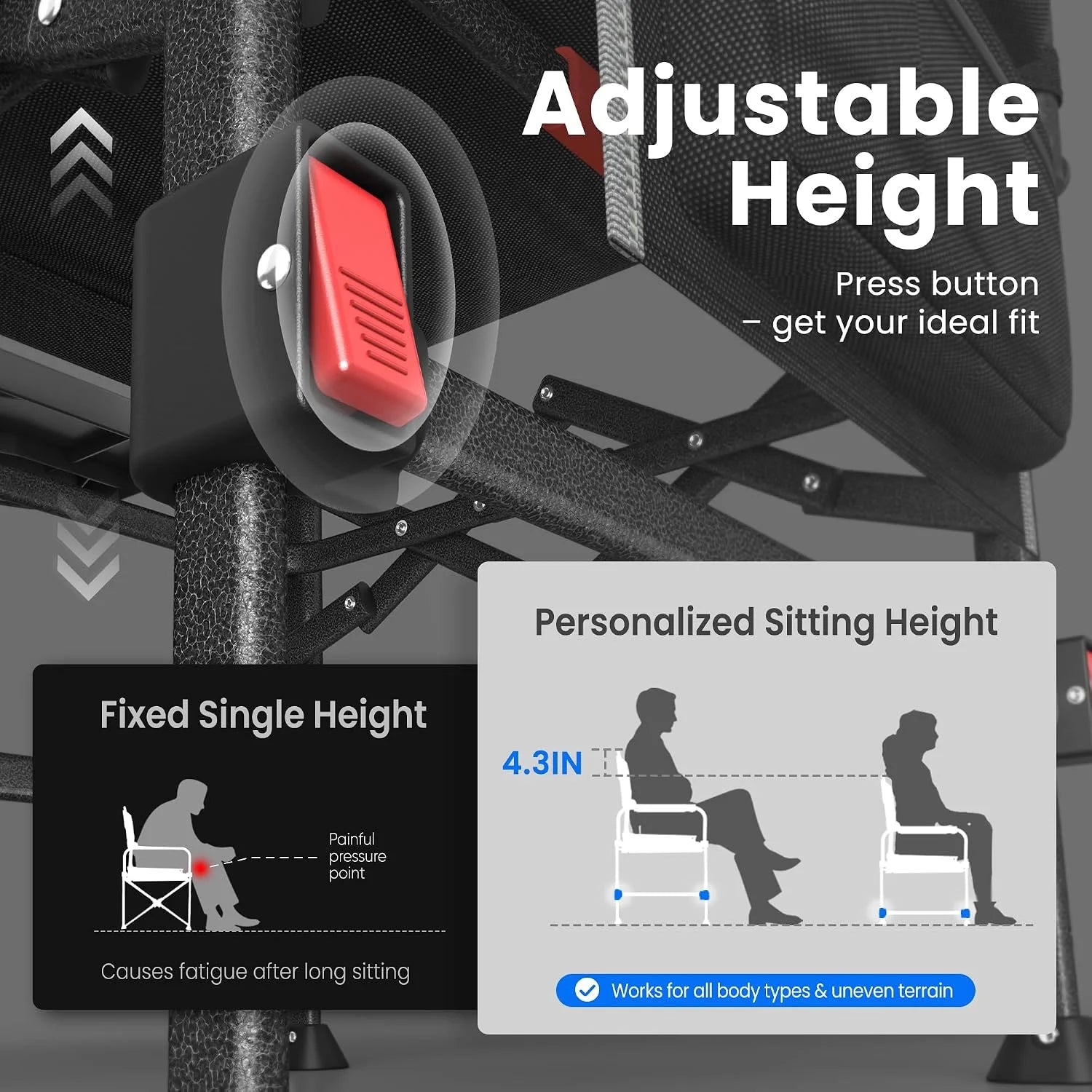 HIKEMOON Folding Camping Director Chairs, Adjustable Height bifanuoyard - Image 4