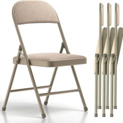 Alternative view of New Arrivals 4 Pack Folding Chairs, Fabric Dining Chair Set with Padded Cushion and Back