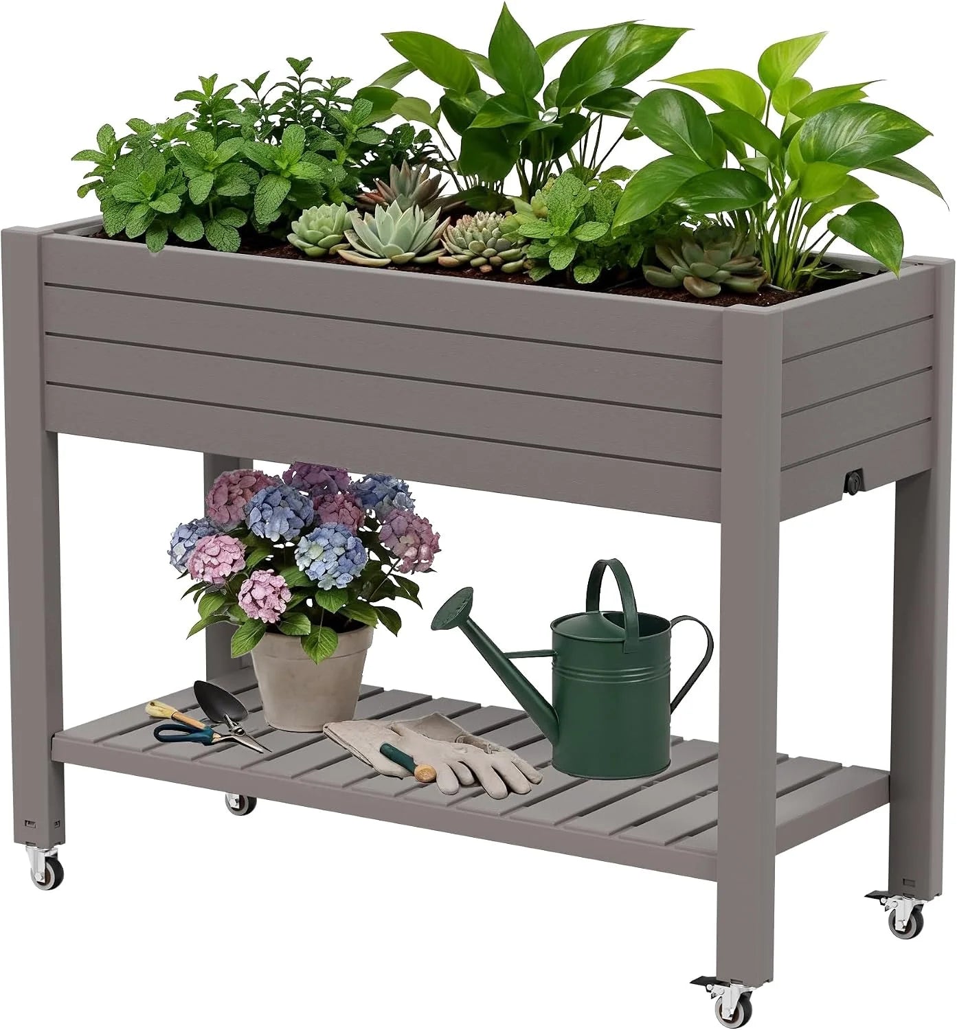 Bifanuo Plastic Elevated Planter Box with Legs & Wheels - Image 3