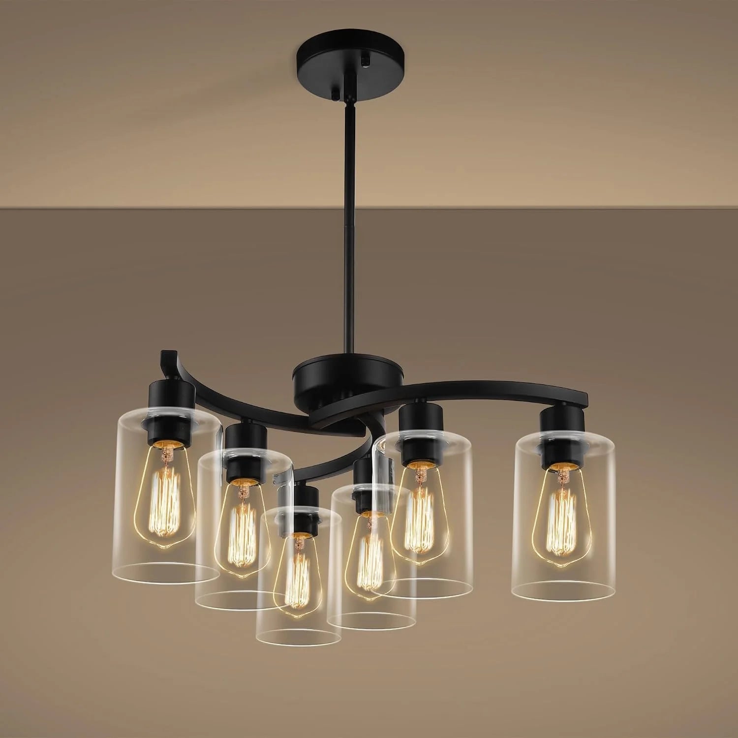 New Arrivals 6-Light Modern Farmhouse Black Chandelier, Adjustable Height Hanging Industrial Pendant Lights Kitchen Island - Image 4