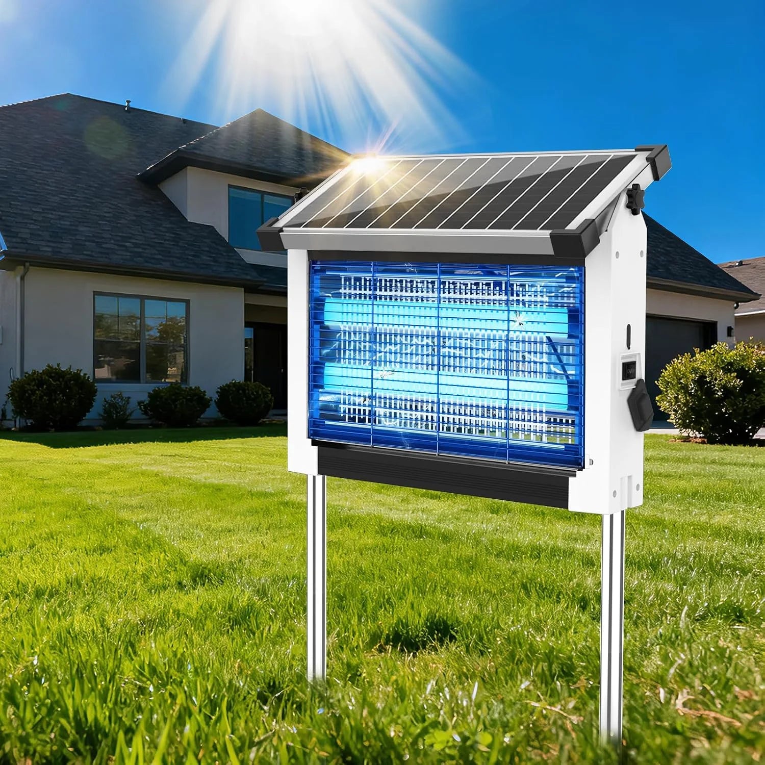 New Arrivals Solar Bug Zapper Outdoor, 4500V Mosquito Zapper Fly Trap for Patio, 10W Solar Panel, IPX5 Waterproof - Image 3