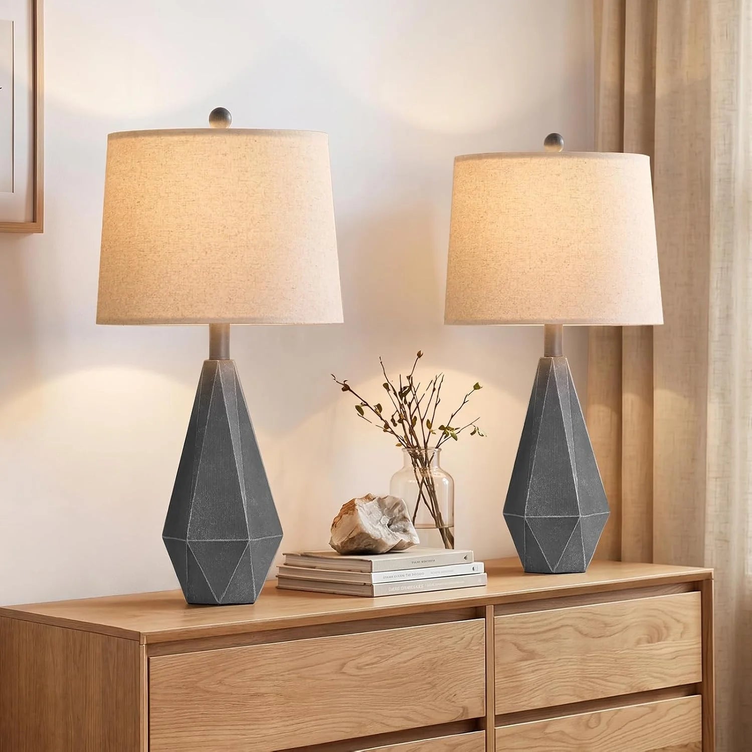 PoKat 20.25" Retro Farmhouse Table Lamp Set of 2, Living Room & Bedroom Rustic Linen Bedside Nightstand Lamps for Kids bifanuoyard - Image 11
