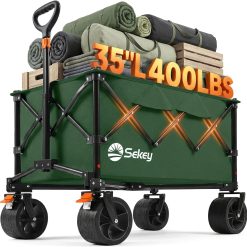 250L Wagons Carts Foldable with Big All-Terrian Beach Wheels, Collapsible Heavy Duty Wagon, Extra Large Folding Wagon
