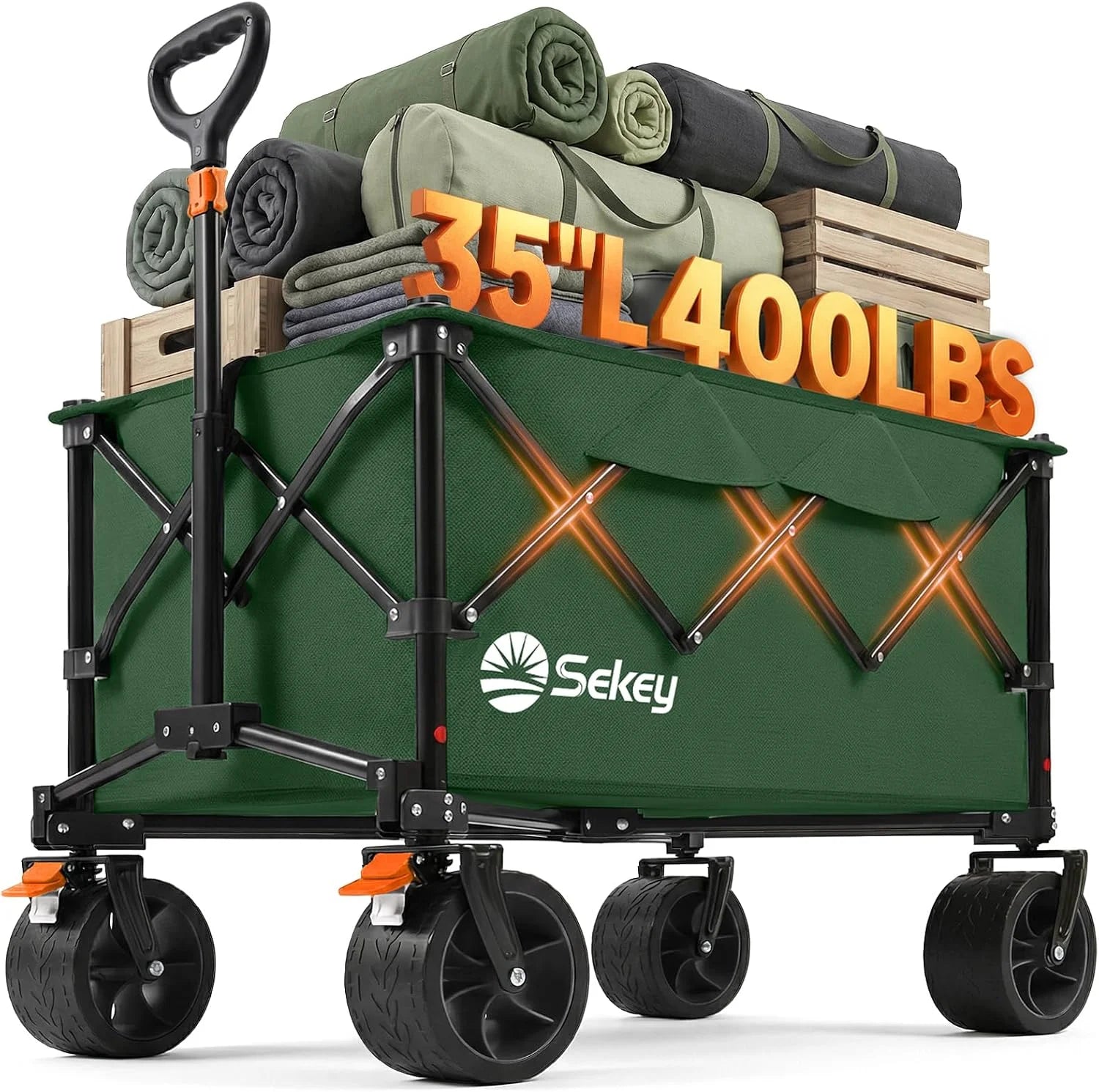 250L Wagons Carts Foldable with Big All-Terrian Beach Wheels, Collapsible Heavy Duty Wagon, Extra Large Folding Wagon