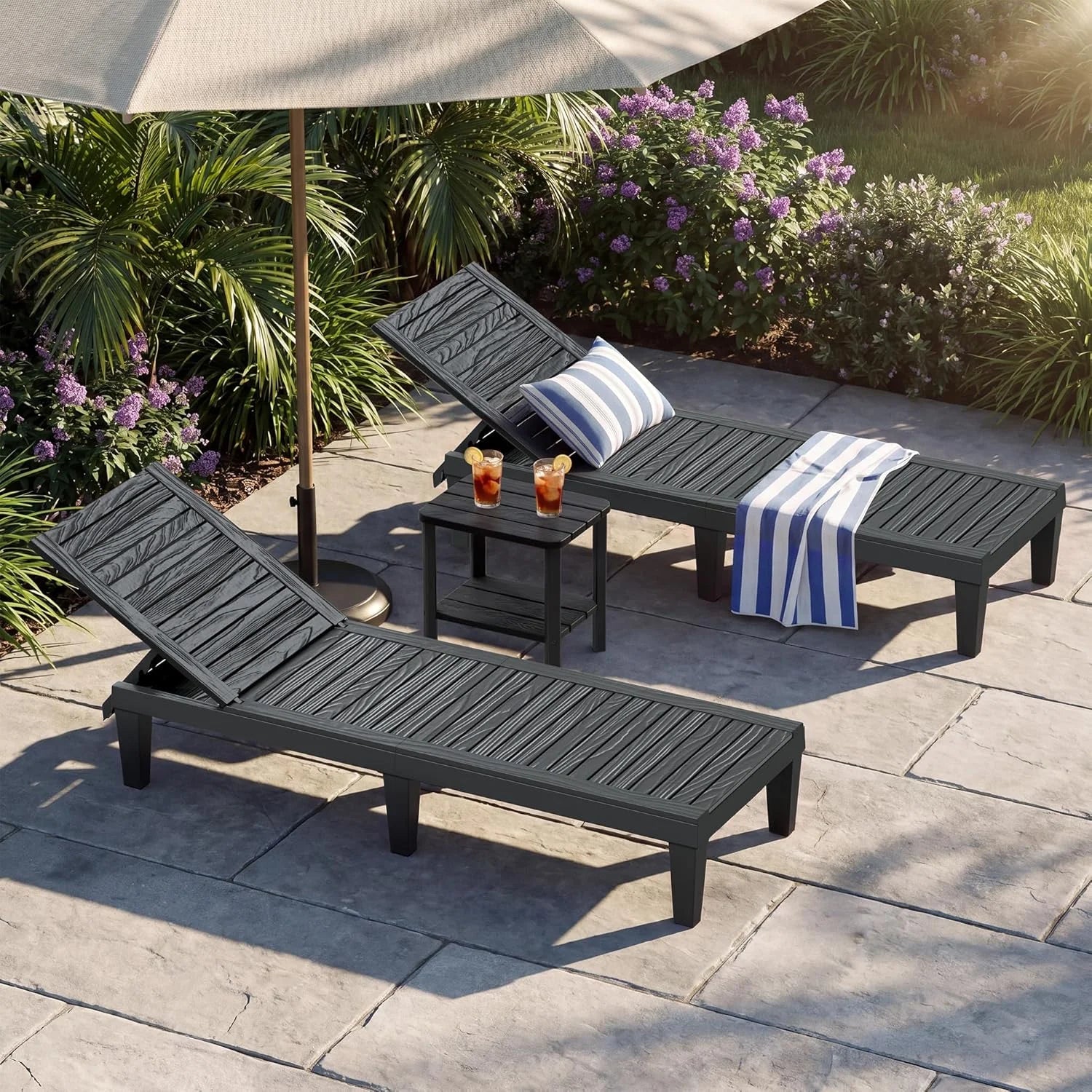 Lounge Chair, Pool Lounge Chairs Set of 2, Waterproof Sun Loungers Chair, 5-Positions Adjustable Outdoor Lounge Chairs bifanuoyard - Image 5