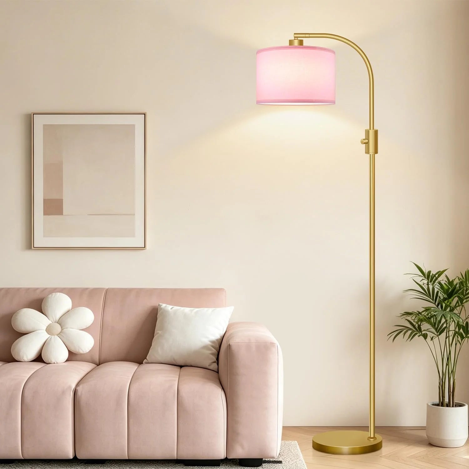 Nintiue Upgraded Modern Arc Dimmable Tall Standing Floor Lamp with Linen Shade, Bulb Included bifanuoyard - Image 4