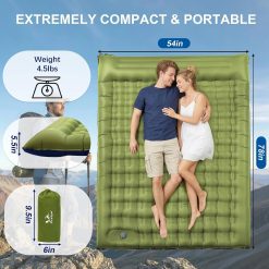 Alternative view of Pretyw Double Sleeping Pad for Camping, 5.5 Ultra-Thick Camping Mattress with Pillow, Built-in Foot Pump bifanuoyard